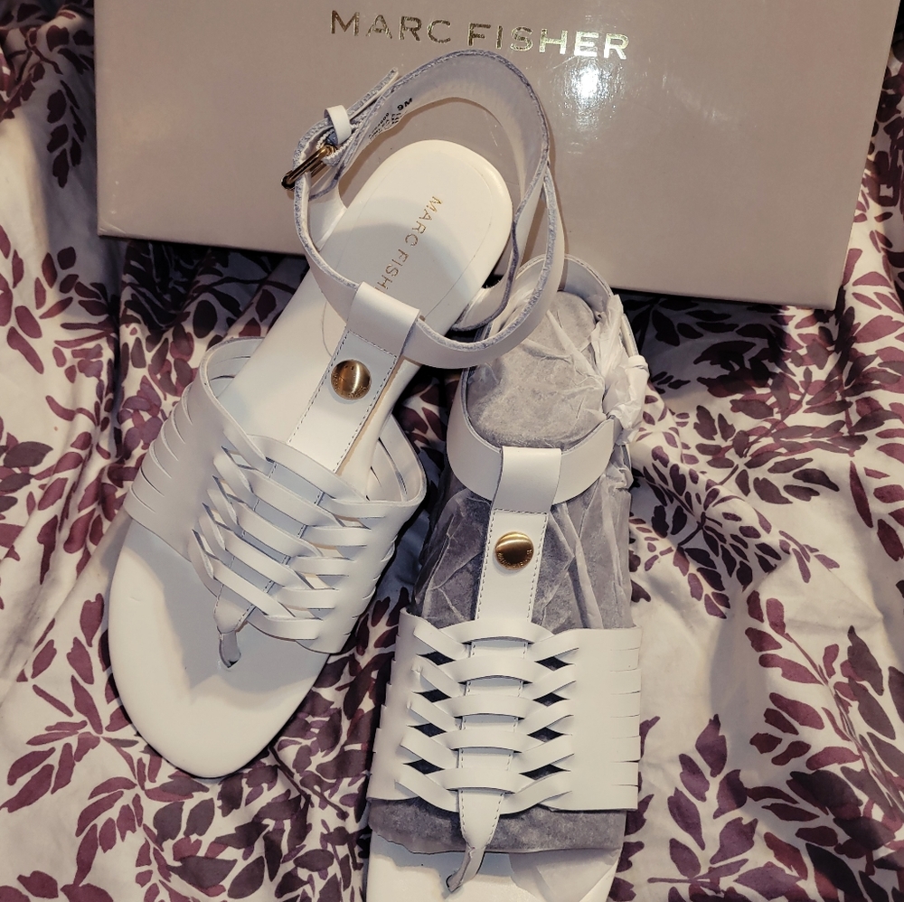 White Leather  Marc Fisher Sandals